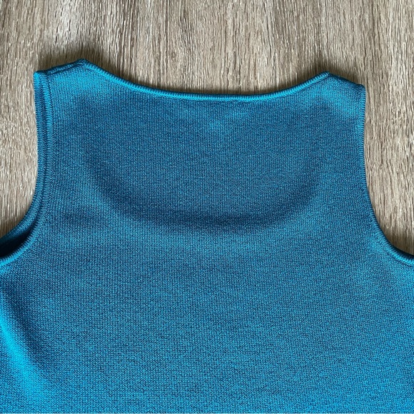 St. John Collection Santana Knit Teal Blue Shell Tank Wool Rayon Silk Sleeveless - Picture 9 of 15